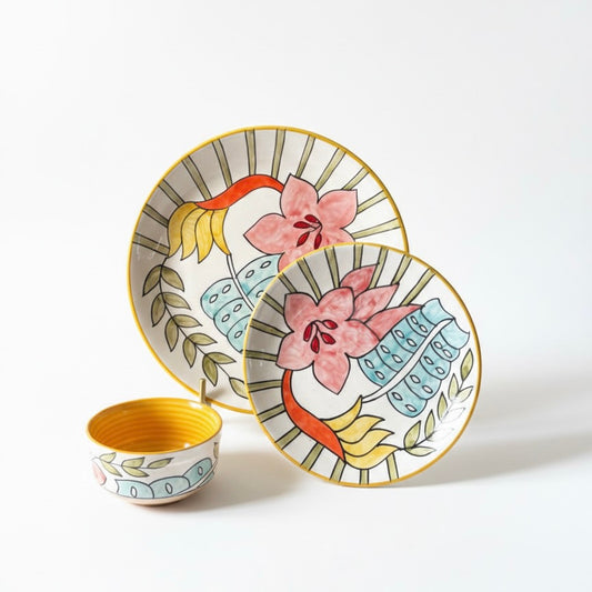 Bloom Ceramic Dinner Set for 1 (3 pcs)