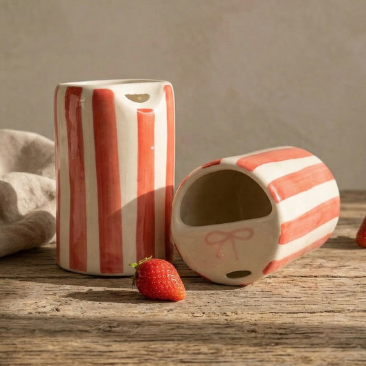 Red Striped Ceramic Tumbler