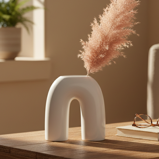 White Arch Sculptural Ceramic Vase