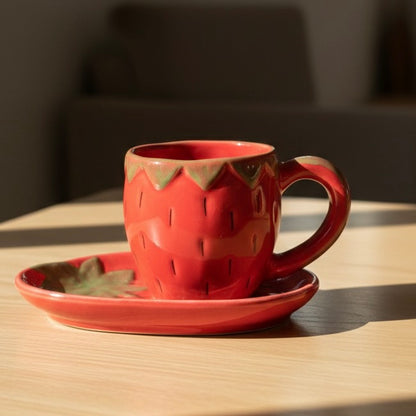 Strawberry Mug & Plate Ceramic Set