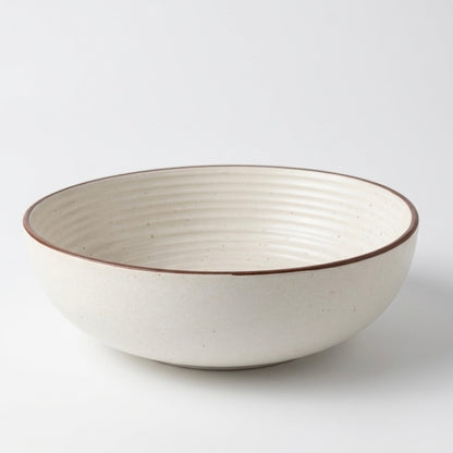 White Ribbed Handmade Ceramic Bowl