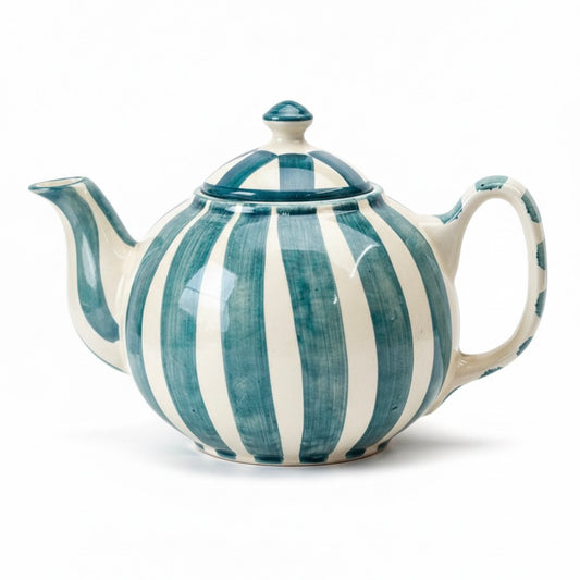 Blue Stripe Ceramic Teapot