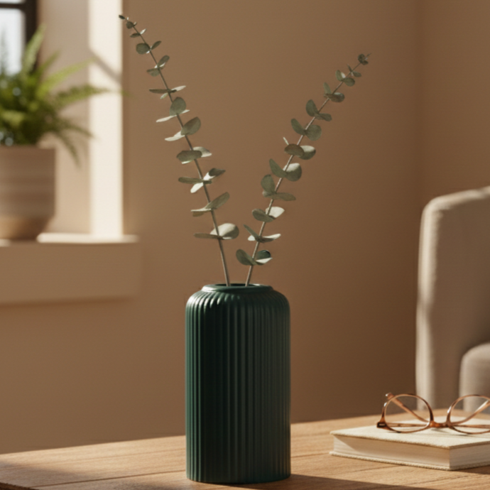 Forest Green Textured Ceramic Vase