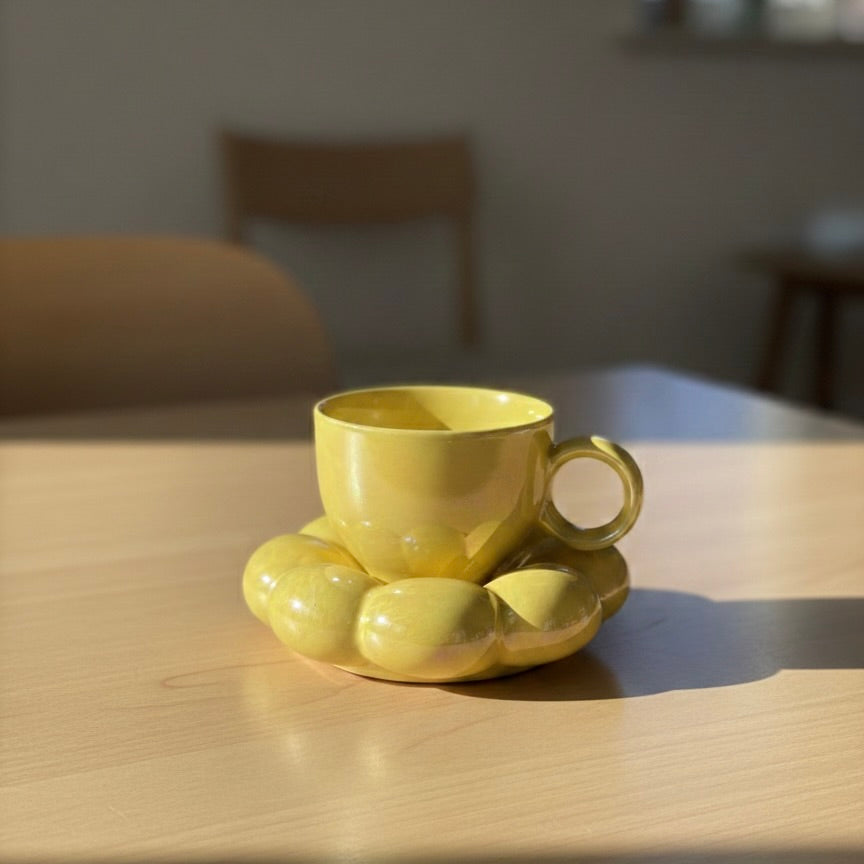 Yellow Subshine Bubble Mug & Saucer Set
