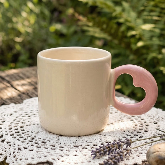 Pink Heart Cut Handle Mug | Limited Collection