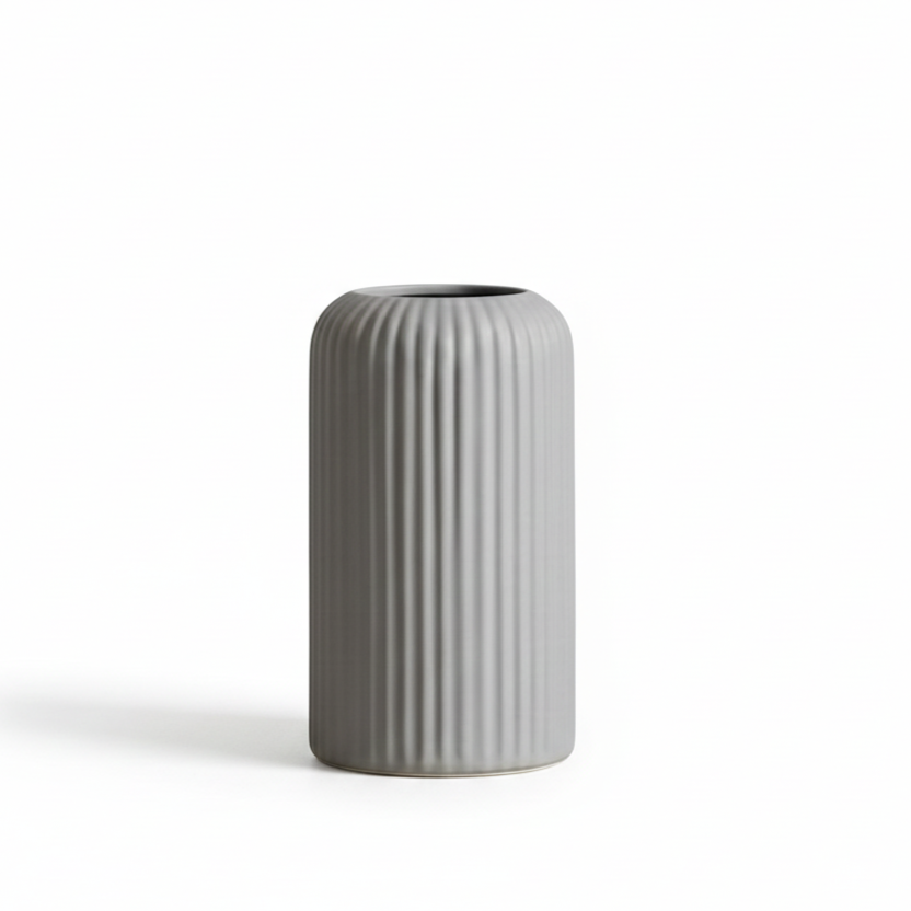 Slate Grey Fluted Ceramic Vase