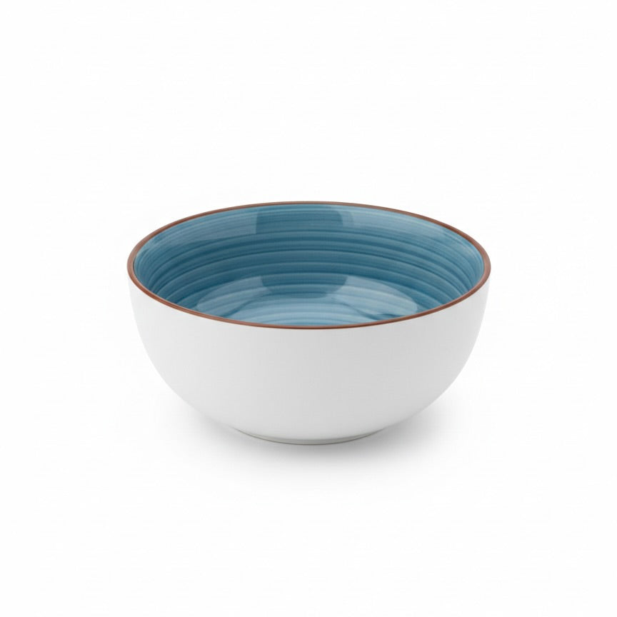Ocean Blue Stripes Ceramic Serving Bowl