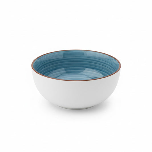 Ocean Blue Stripes Ceramic Serving Bowl