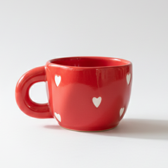 Red Little Hearts Ceramic Cute Cup