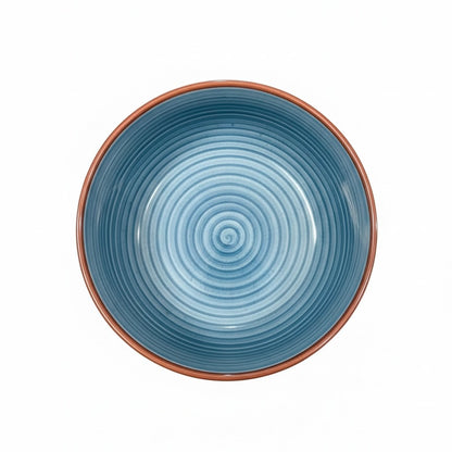 Ocean Blue Stripes Ceramic Serving Bowl