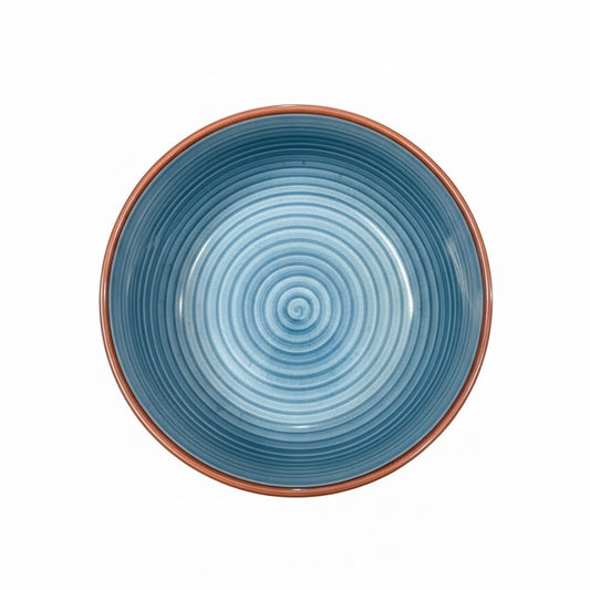 Ocean Blue Stripes Ceramic Serving Bowl