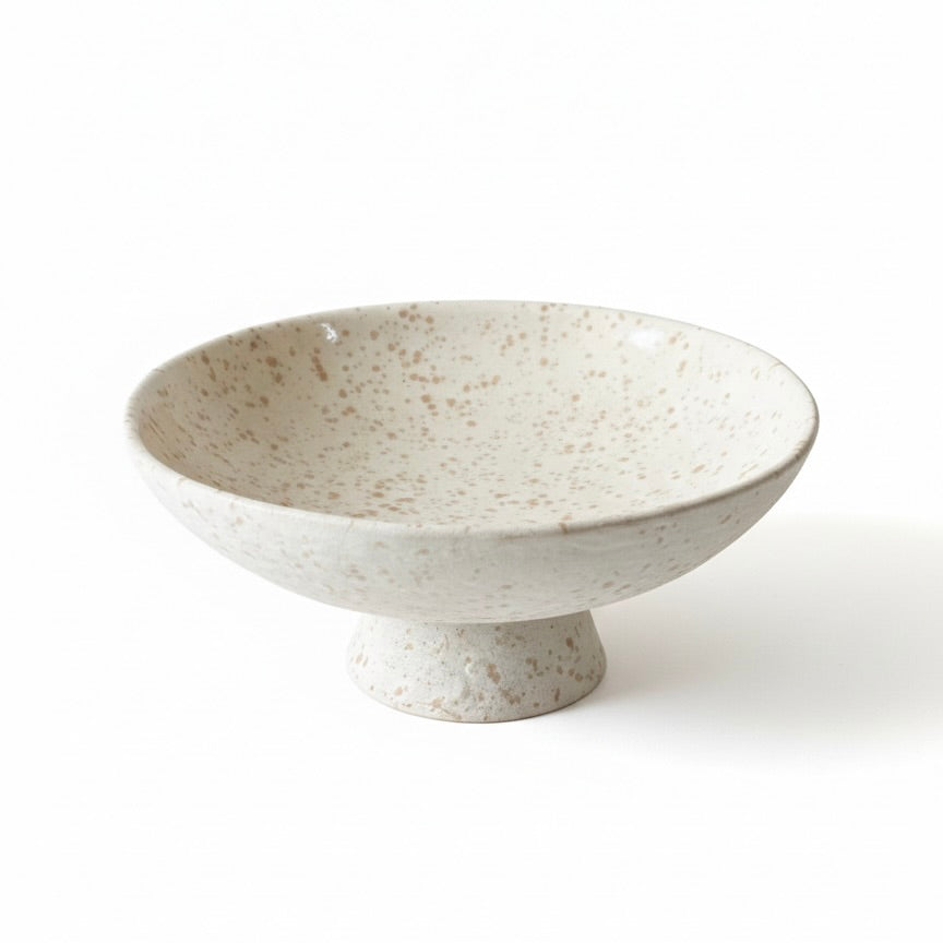 Stone Speckled Ceramic Pedestal Bowl