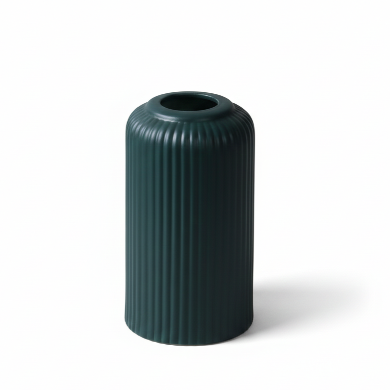 Forest Green Textured Ceramic Vase