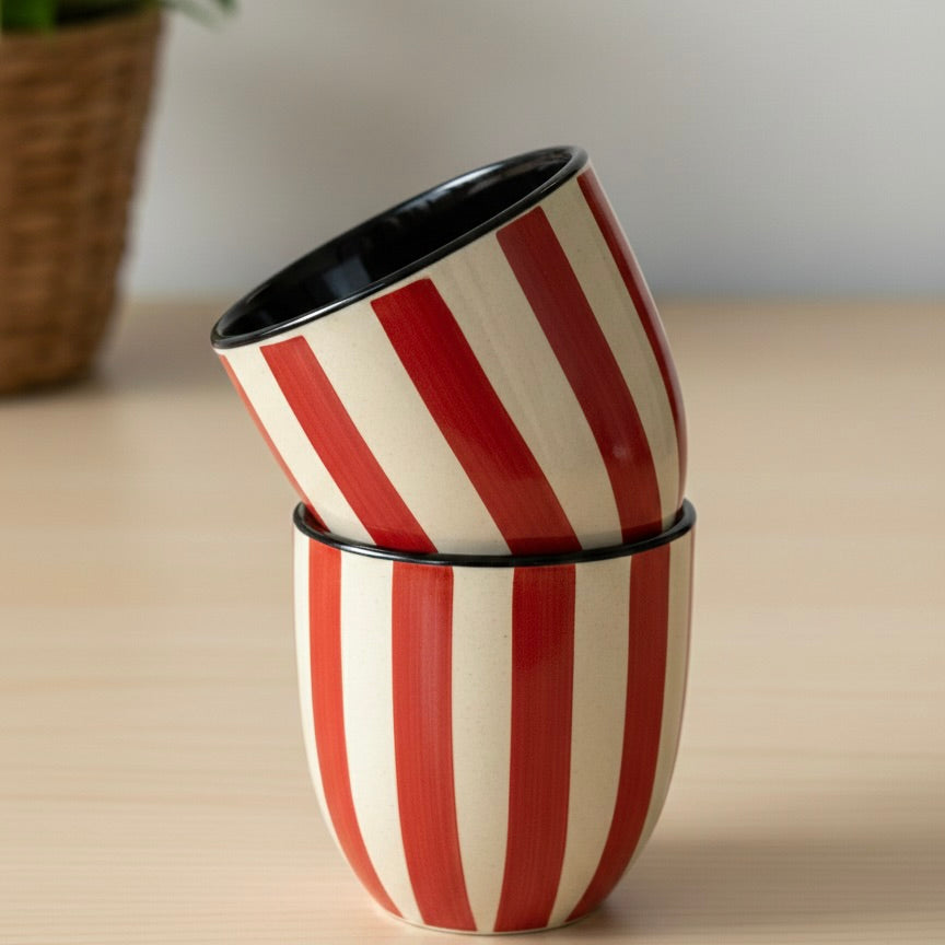 Red Stripe Ceramic Kulhad