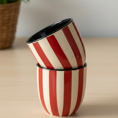 Red Stripe Ceramic Kulhad