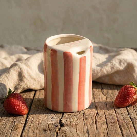 Red Striped Ceramic Tumbler