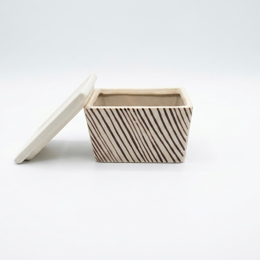 Stripe Ceramic Storage Box with Lid