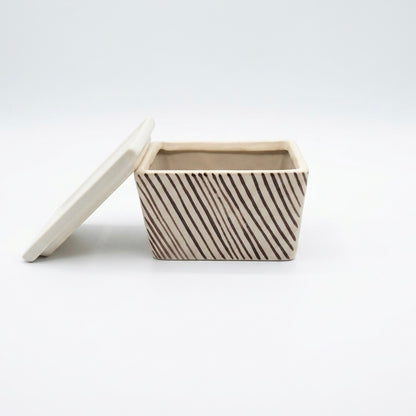 Stripe Ceramic Storage Box with Lid