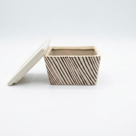 Stripe Ceramic Storage Box with Lid