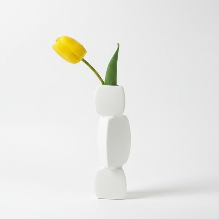 Abstract Geometric Totem Ceramic Vase