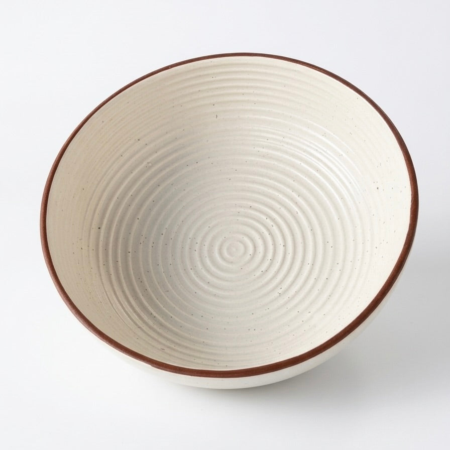 White Ribbed Handmade Ceramic Bowl