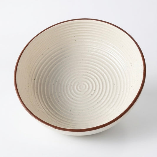White Ribbed Handmade Ceramic Bowl