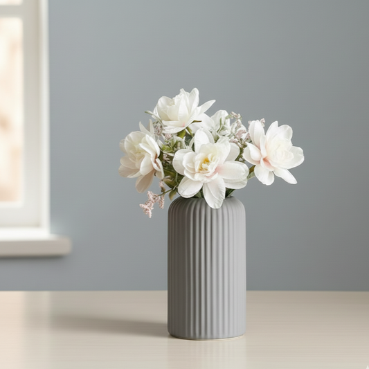 Slate Grey Fluted Ceramic Vase