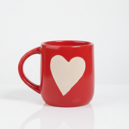 Red Big Heart Cup & Saucer Ceramic Set