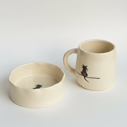 Moonlit Meow Ceramic Set - Cereal Bowl & Mug