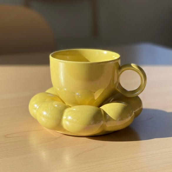 Yellow Subshine Bubble Mug & Saucer Set