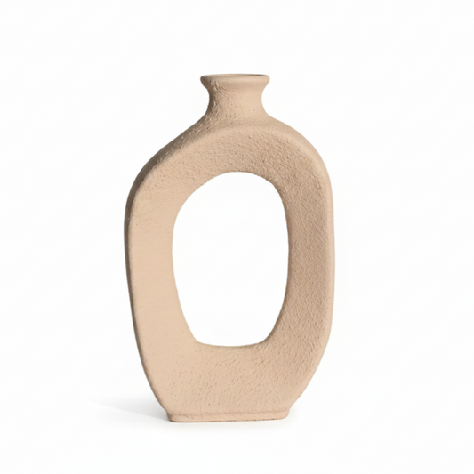 Sandstone Textured Donut Ceramic Vase