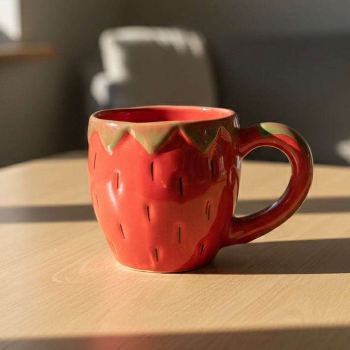 Strawberry Mug & Plate Ceramic Set