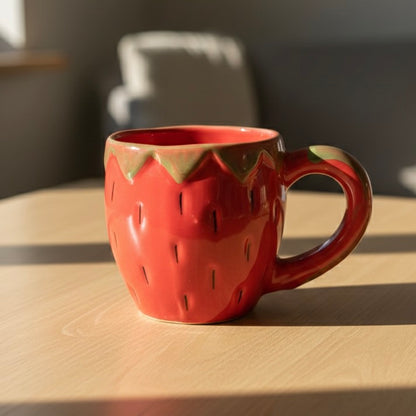 Strawberry Mug & Plate Ceramic Set