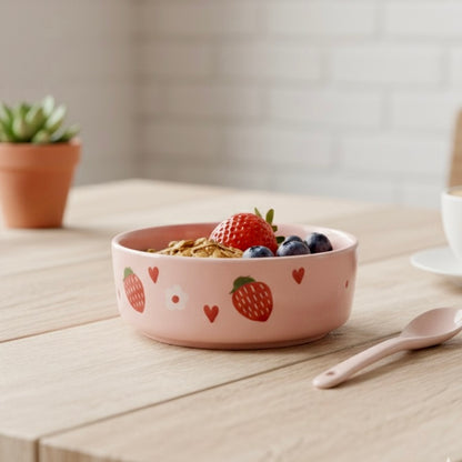 Hearts Strawberry Handmade Ceramic Bowl