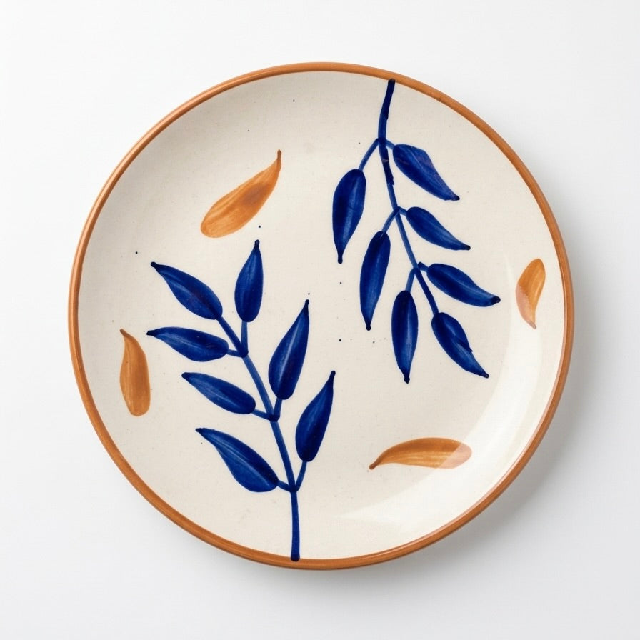 Blue Leaf Ceramic Snack Plate