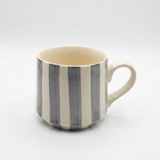 Grey Stripe Ceramic Tea Mug