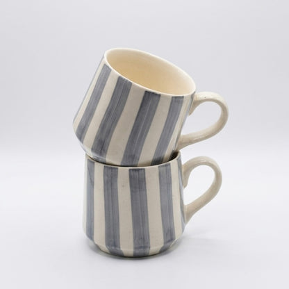Grey Stripe Ceramic Tea Mug
