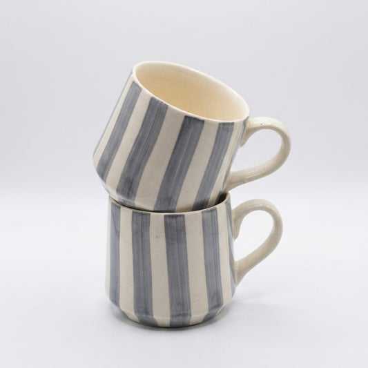 Grey Stripe Ceramic Tea Mug