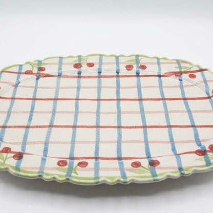 Cherry Check Ceramic Serving Platter