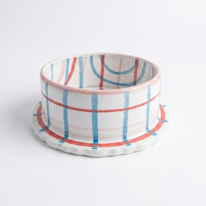 Pastel Check Ceramic Pet Bowl