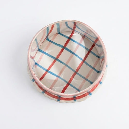 Pastel Check Ceramic Pet Bowl