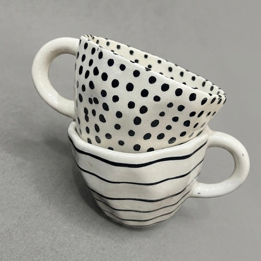Mono Lines & Dots Ceramic Coffee Mug Set (Set of 2)