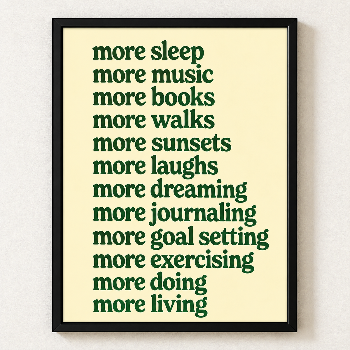 More Living Self-Care Framed Wall Art – Typographic List Print