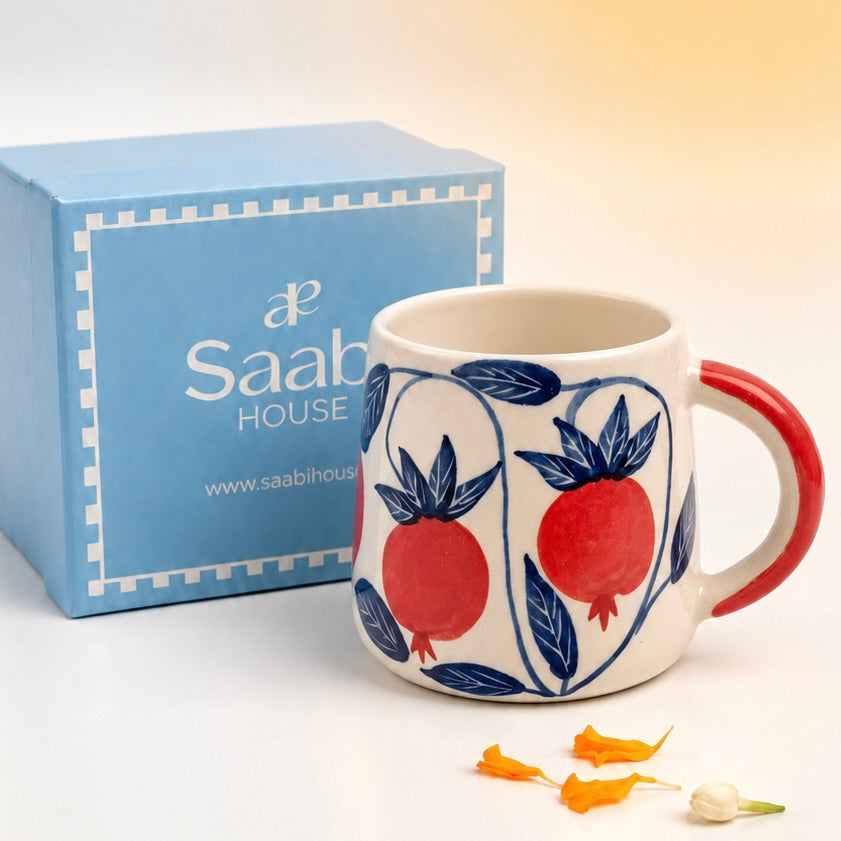 Handmade Pomegranate Ceramic Mug - Diwali Gift