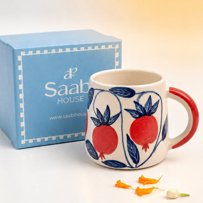 Handmade Pomegranate Ceramic Mug - Diwali Gift