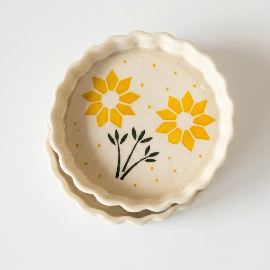 Yellow Floral Coaster/ Trinket Tray