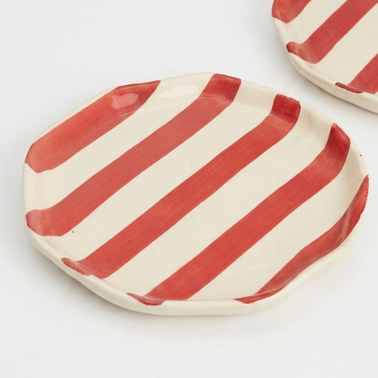 Red Stripe Ceramic Plate