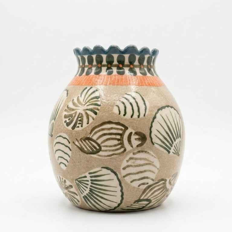 Coastal Shell Ceramic Vase