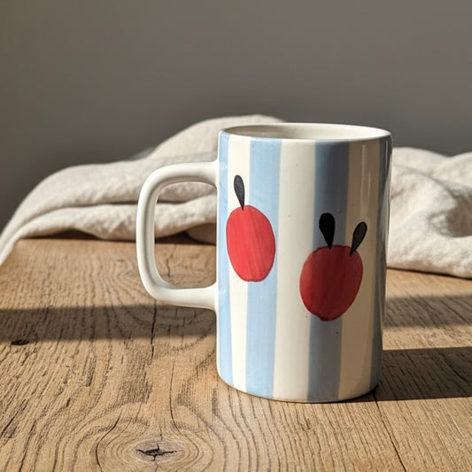 Blue Striped Tall Ceramic Mug