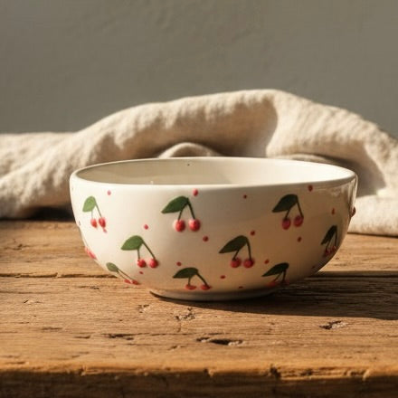 Embossed Cherry Ceramic Bowl